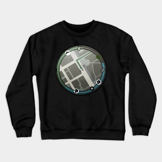 Grand Theft Auto Mini-Map Design Crewneck Sweatshirt by R8Designs